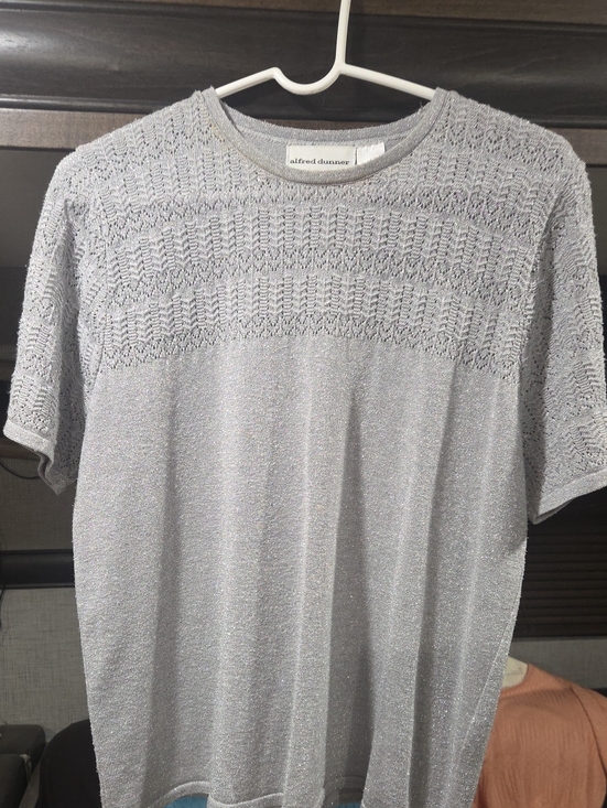 Alfred Dunner Tops - Alfred Dunner Silver Short-Sleeve Knit Top